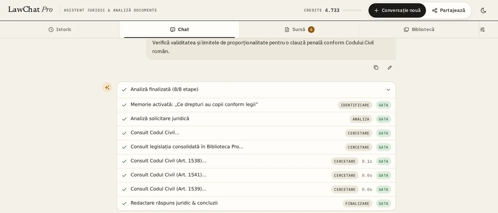 LawChat Pro research steps: articles, case law and European Court of Human Rights decisions consulted