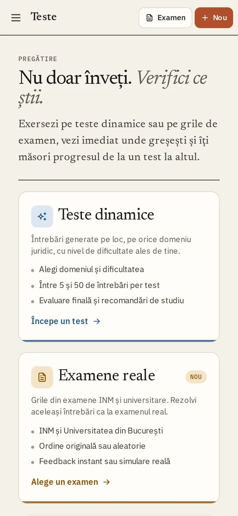 Teste juridice pe telefon
